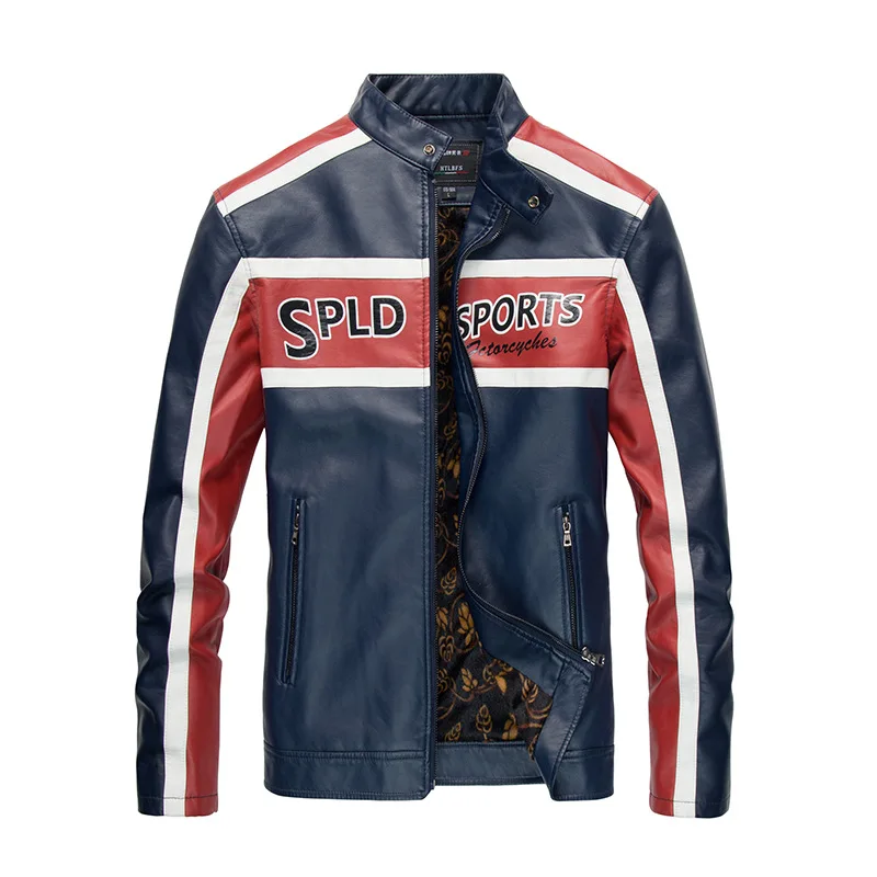 

Men's Stand Collar Man Zipper PU Long-sleeved Leather Men's Jackets