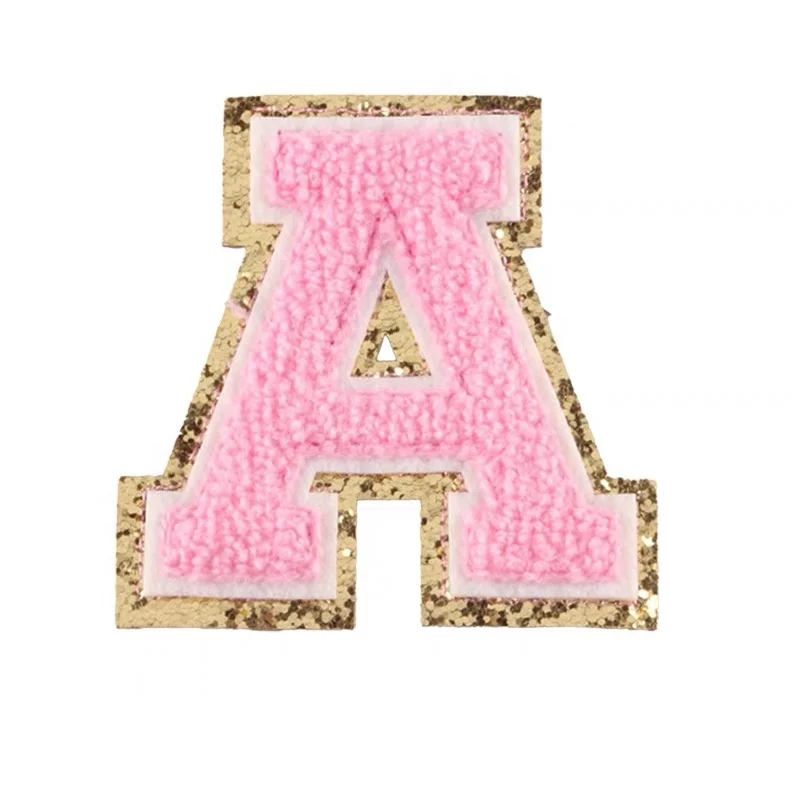 

Custom Logo 3D Cloth Embroidery Sequins Chenille Alphabet Letter Applique Patch for Clothes Bags Embroidered, Custom color