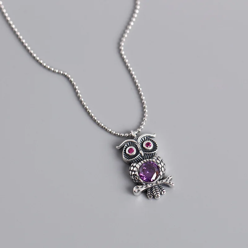 

Fashion Women Zircon Crystal Animal Pendant Necklace S925 Sterling Silver Owl Pendants Necklace Jewelry (SK879), As picture