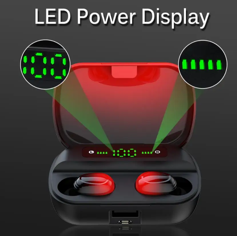 2020 New Style Fashion Promotion Gradient Color Black & Red Bluetooth V5.1 Wireless Earphone & Headphone for Sports - ANKUX.COM