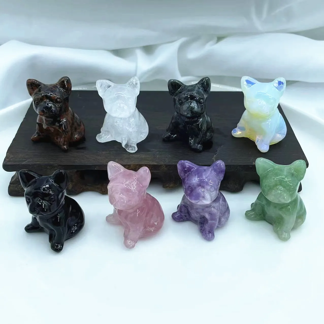 

1.5inch natural stones healing gemstone Pocket mascot mini size Carving Crafts Crystal dogs