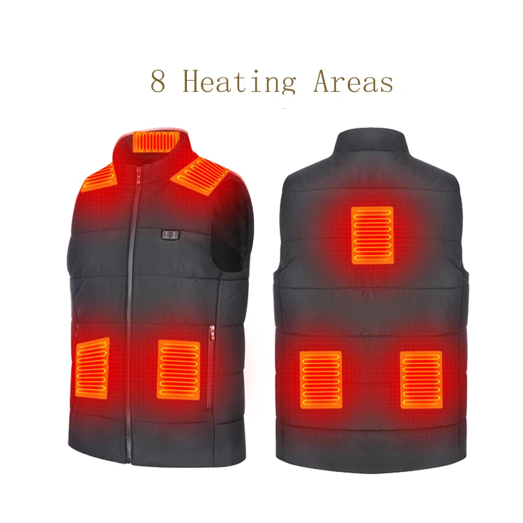 

8 heating zones heating vest power bank usb heated coat men fiber