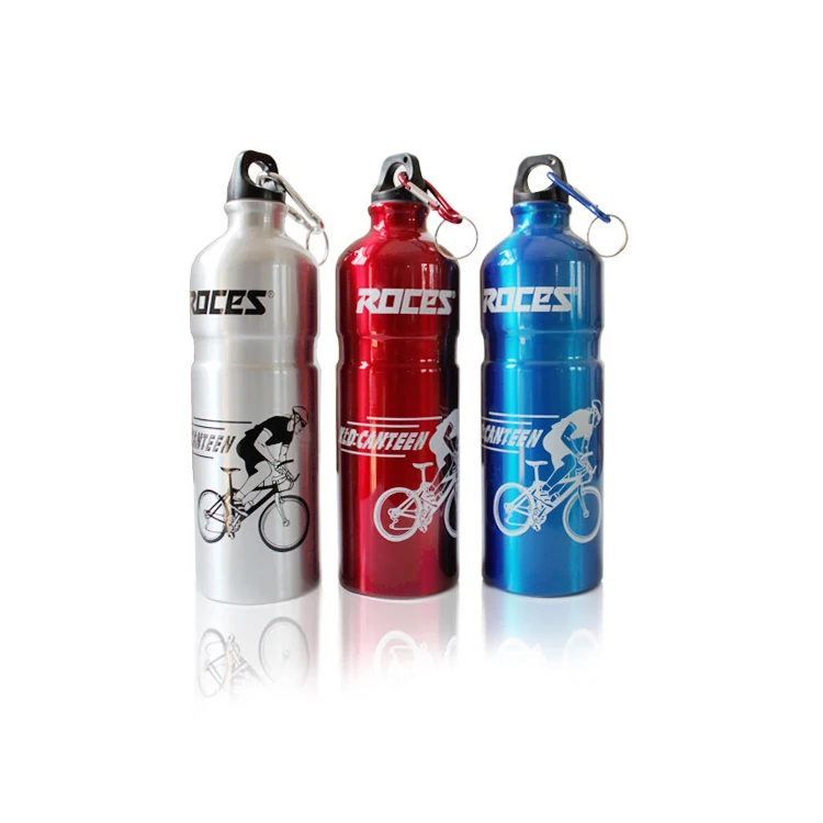 

Sports Water Bottle with Carabiner Bicycle 750ml Aluminum Alloy High Quality Portable Outdoor Cycling Direct Drinking Metal, As shown