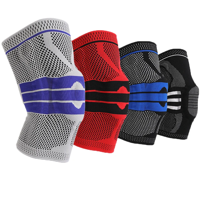 

Sports knee cross border spring knitting nylon knee brace cycling basketball outdoor mountaineering manufacturers, Black blue red