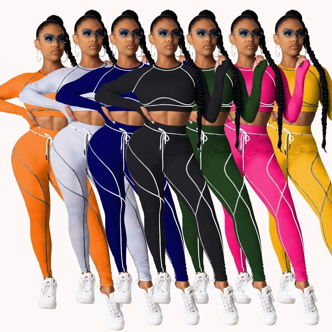 

DLL 2021 New arrival women 2 pcs fitness clothing long sleeve high waist yoga sport wear women fitness sets