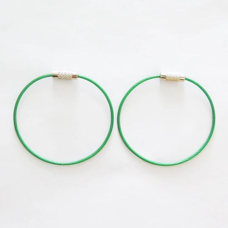 
YIWANG Green 150MM Cable Key Ring Wire Rope 