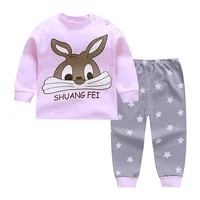 

Newest Unique Design Casual Soft Shell Children Nightwear 100% Cotton Kids Cartoon Print Pajamas Set