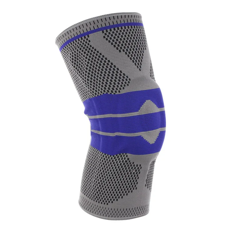 

Sports protective equipment men's and women's 3D woven compression kneepad adjustable mountaineering sports protector kneepad, Grey blue + black blue + red black
