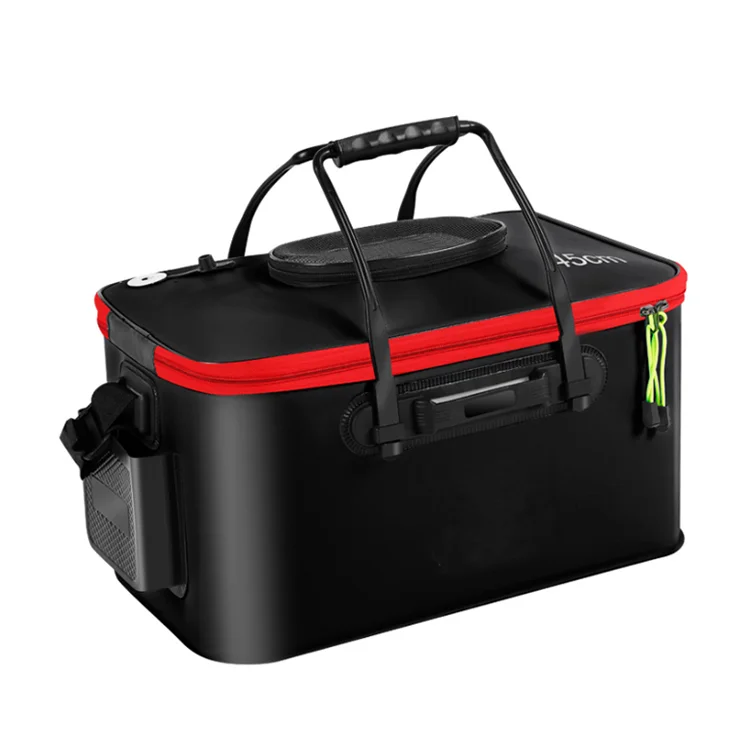 

Waterproof Outdoor EVA Fishing Bag Large Live Fish Protection Barrel Container Multi-Functional Foldable Fishing Bucket, Black, gray, blue