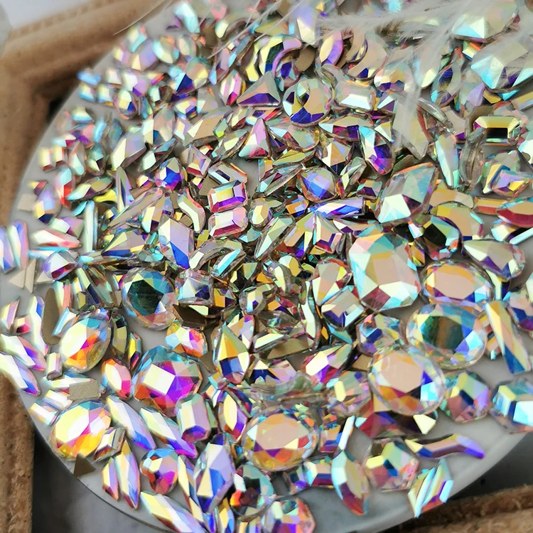 

High quality crystal rhinestones for nail , Fashion grid shaped irregular 3D crystal ab nail rhinestone, Multi colors