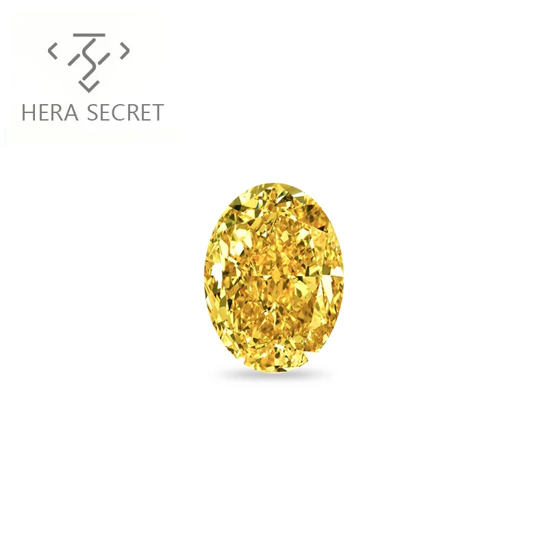 

ForeverFlame fancy yellow 1.5ct 6mm*8mm vvs Oval Cut diamond CVD CZ Moissanite haute couture ring