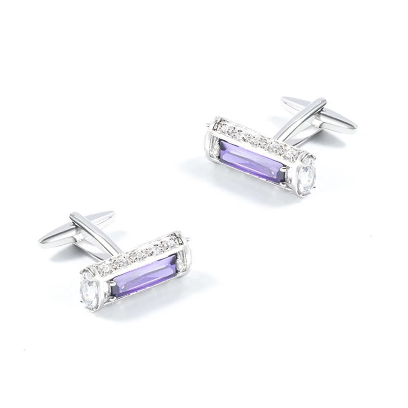 

Jachon Graceful Wedding Cufflinks Gift For Men Sparkly Full Rhinestones With Light Purple Crystal Cufflinks