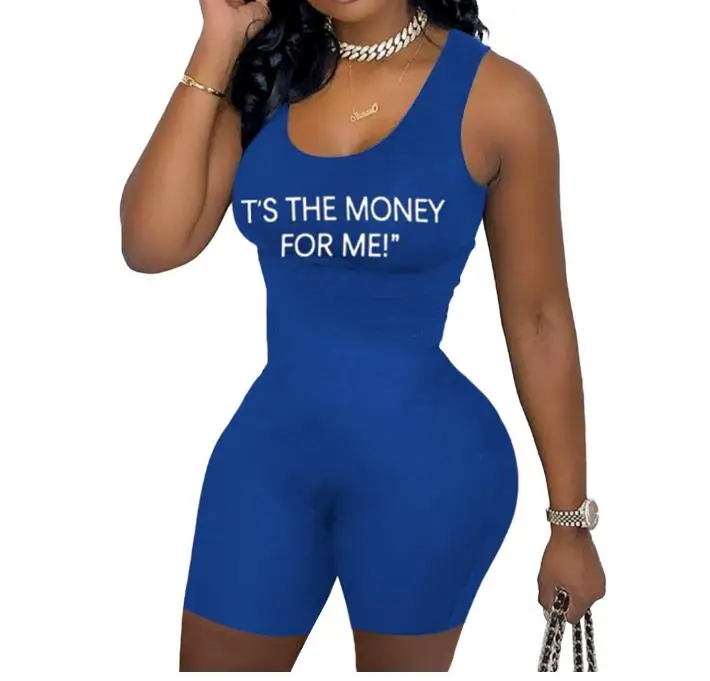 

its the money for me jumpsuits summer women sexy sleeveless tank tops shorts rompers bodysuits clothing