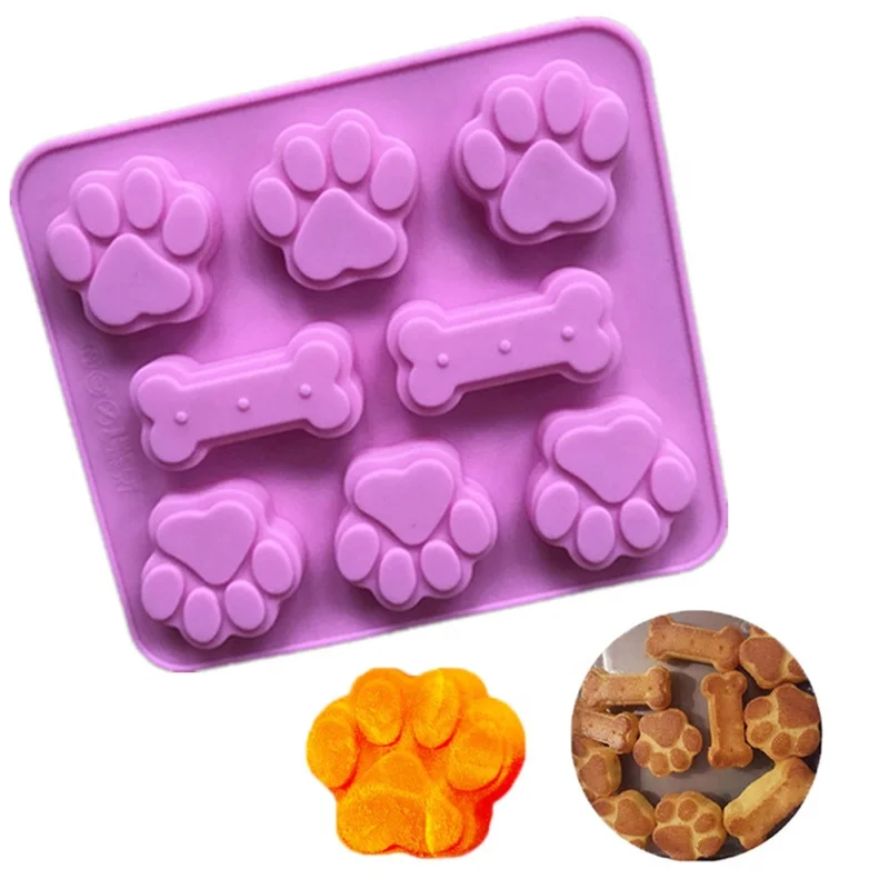 

2-in-1 Silicone Baking Mold Dog Bone Dog Footprint Cake Mold Material Mould Baking Tool Kitchen Creative Food Grade Silicone