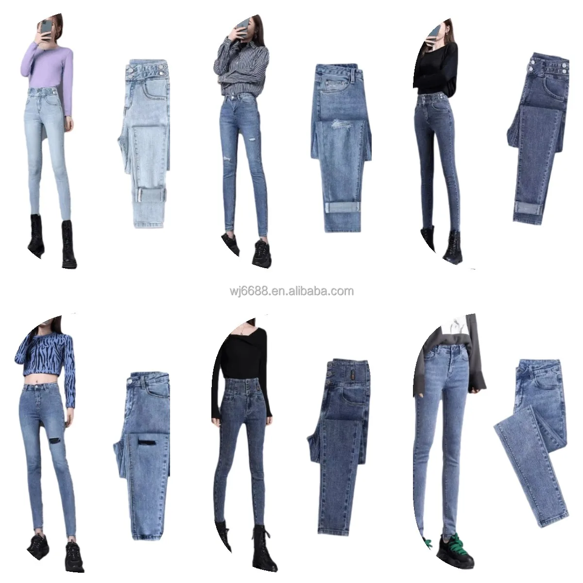 

Custom stylish Pant Denim Skinny Calca Feminina Pantalone Lady Femme Stretch Fringe Women Jeans