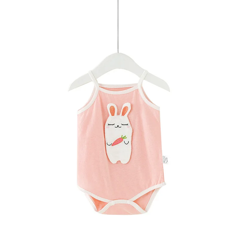 

Baby Summer Bamboo Cotton Newborn Baby Romper Thin Clothes Sleeveless Home Bunny Tank Bodysuit, Customized color