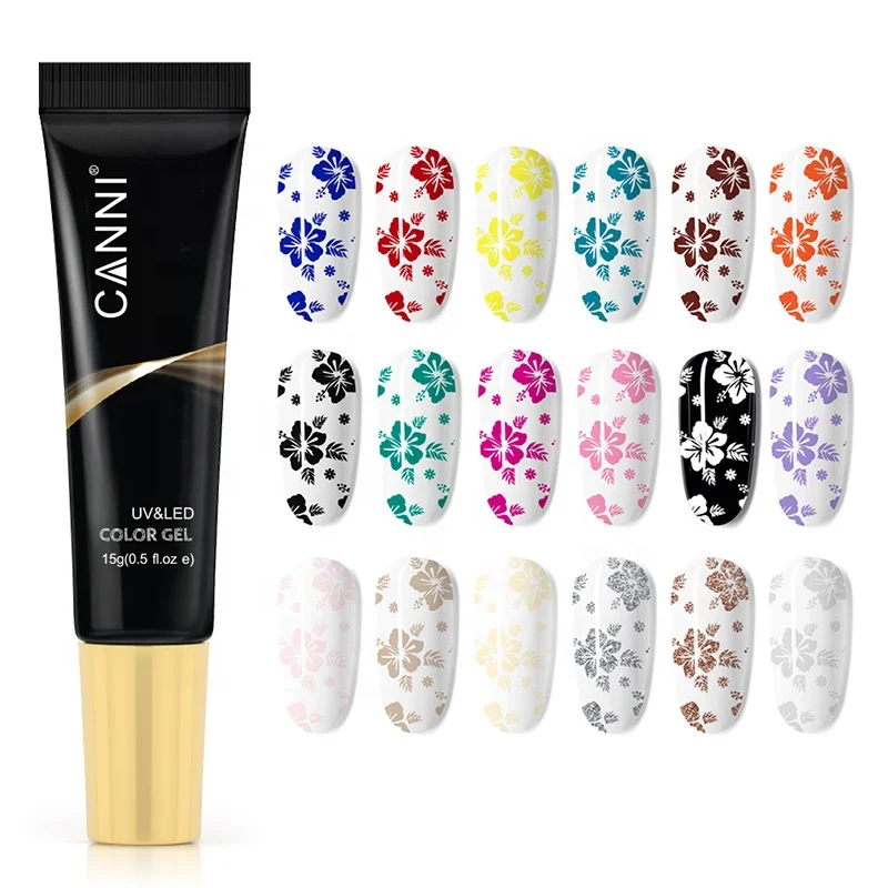 

CANNI Newest 15ml Nail Pigment Gel Nail Art Painting Gel Soak Off Transfer UV Color Gel Drawing Varnish Stamp Plates Manicure