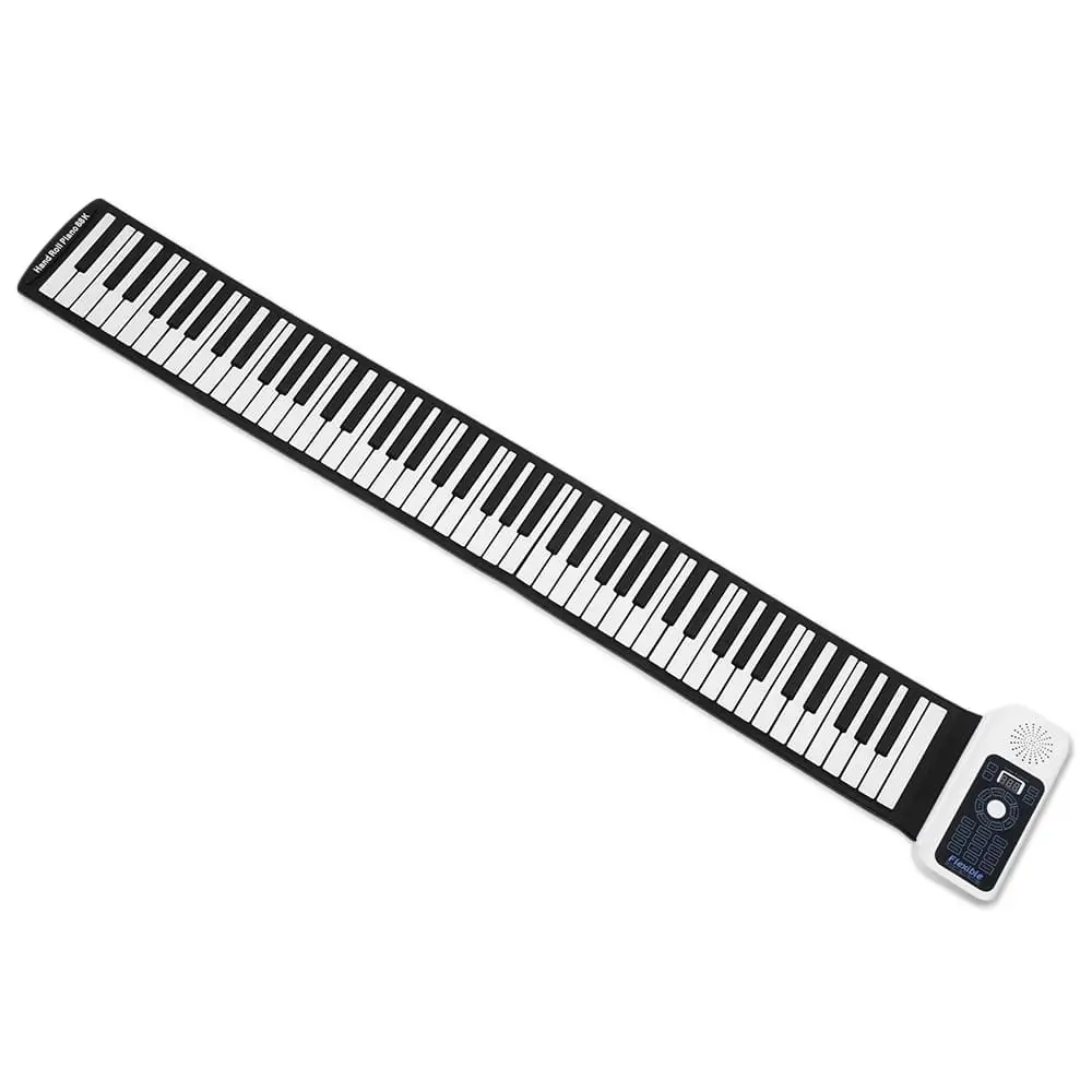 

2021 new popular entertainment product portable digital midi keyboard usb 88 keys roll up floor piano, White