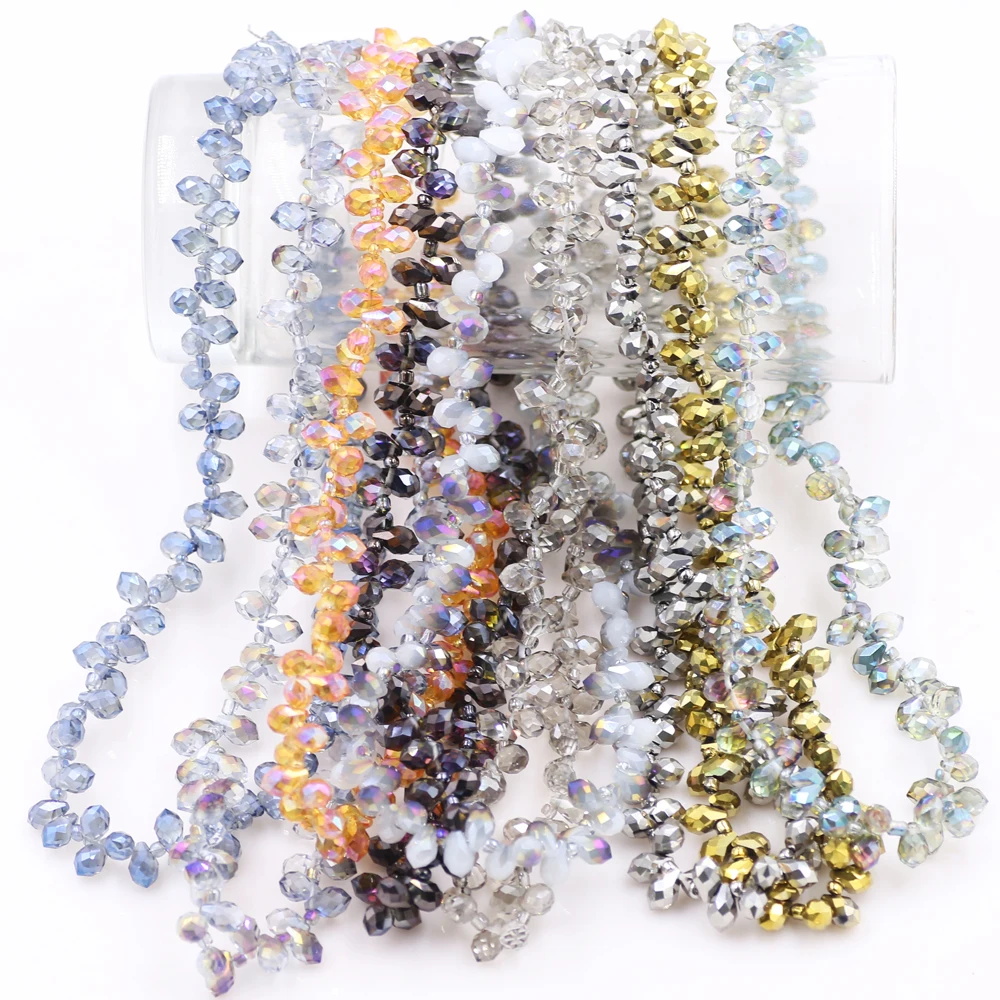 

Waterdrop Shape Glass Beads For Jewelry Making 5X8mm Plating Crystal Beads For Necklace Bracelet DIY Accessories 100pcs/strand