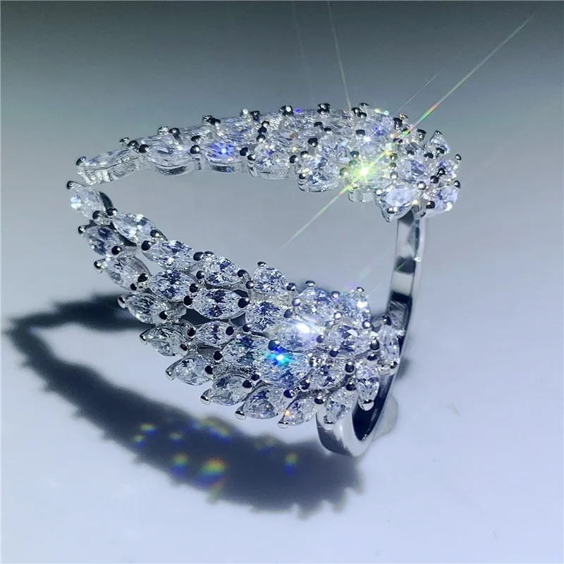 

Women Angel Wing Rings for Women Engagement Wedding Ring white zircon Jewelry rings