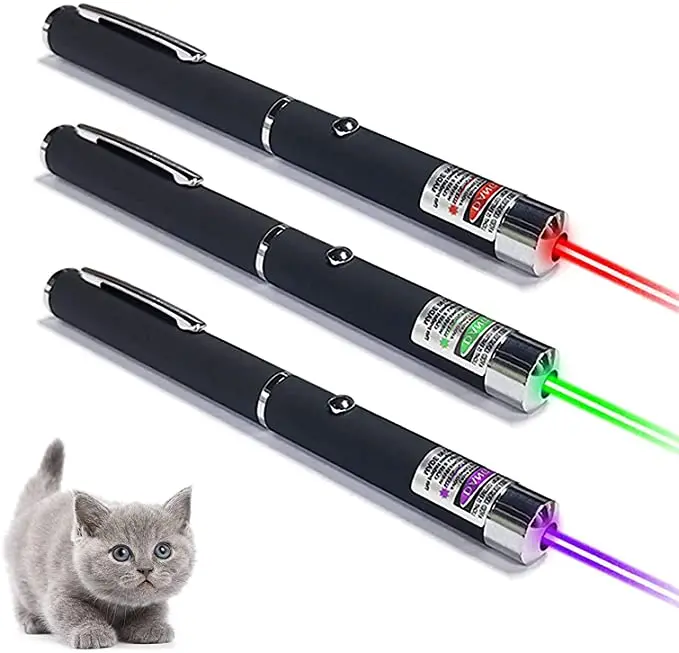 

New Arrival Portable Battery Powered Red Blue Green Pointer Laser Cat Dog Pet Interactive Toys 5mw Lazer Pen Pointer, Blue/red/green