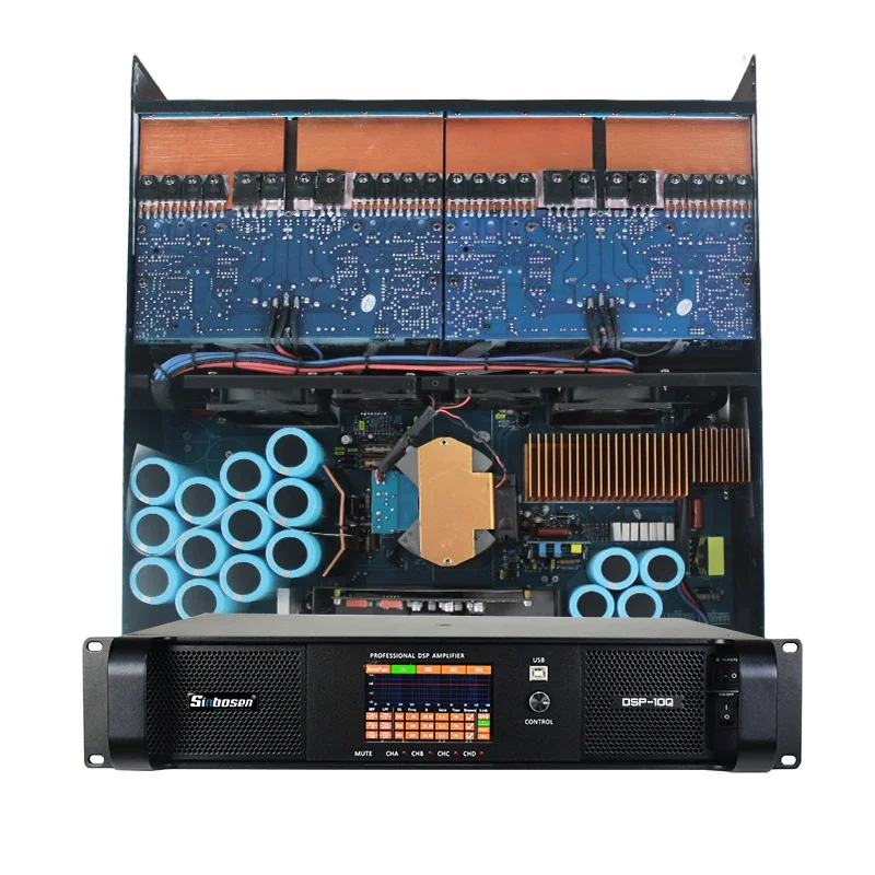 

2020 Sinbosen digital processing Software professional 4ch dsp power amplifier, Black