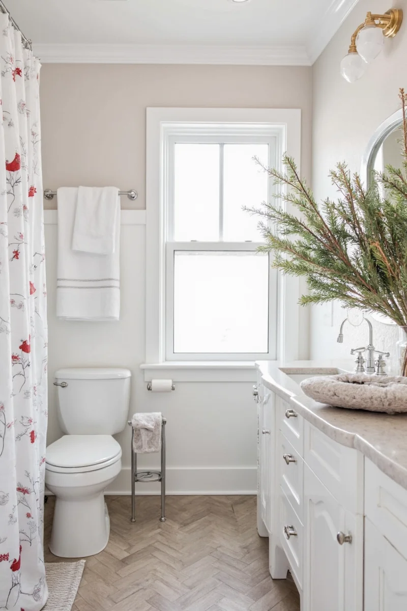 DIY bathroom Christmas decorations made by kids