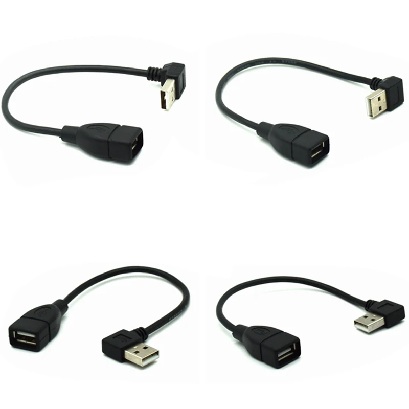 

Black 90 degree USB 2.0 A type Male to female right/left/down/up Black cable cord Data Extension Cable Cord for Computer