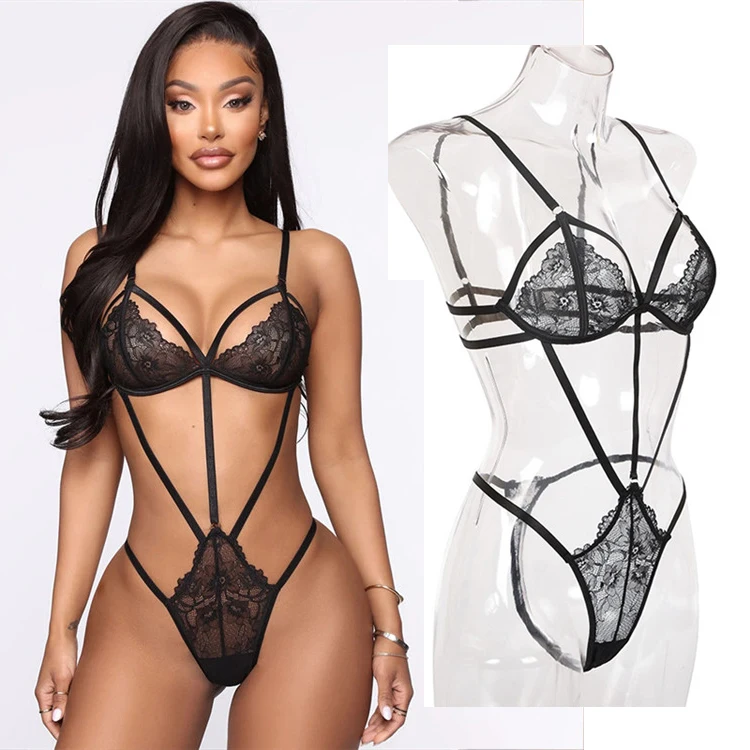 

Hot Erotic Transparent female Corset Lace Mesh see through Sexy Lingerie