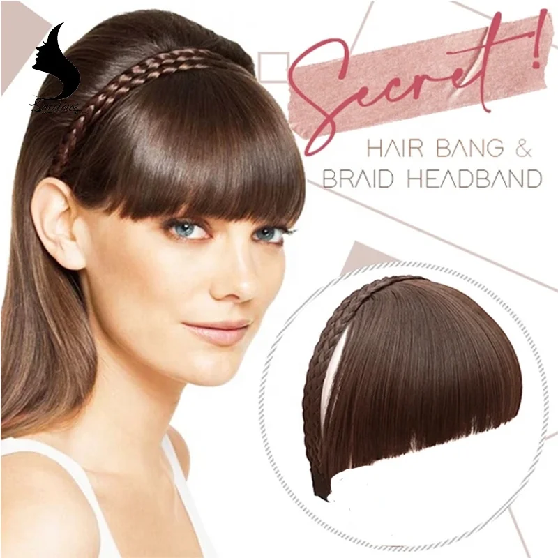 
Women Fringe Hair Extension Blunt Front Hoop Expanded Synthetic Hair Accessories 