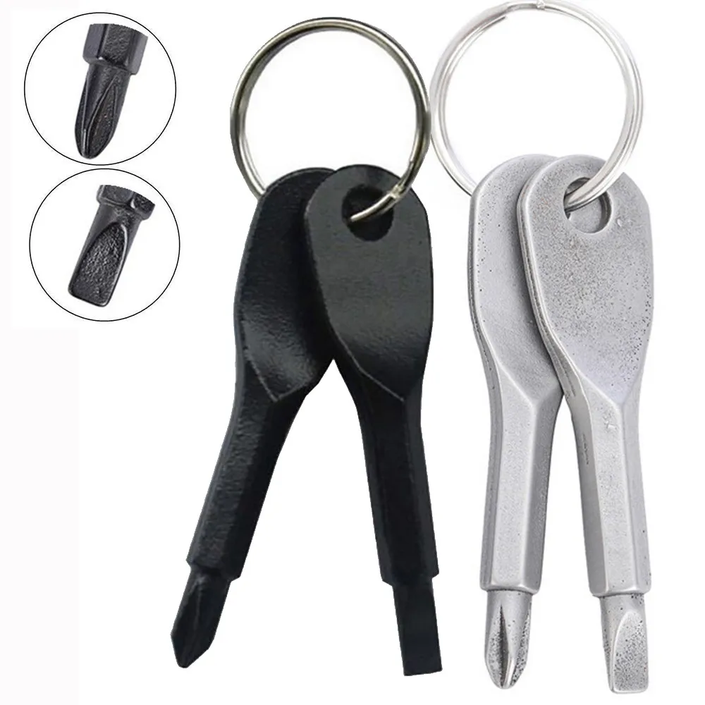 

Mini Screwdriver Keychain Multifunctional Pocket Mini Tool Screwdriver Set with Key Ring Portable Outdoor Device Tools Free Ship, Silver / black