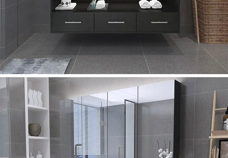 Modern wall-mounted gray paint bathroom cabinet combination cabinet customization