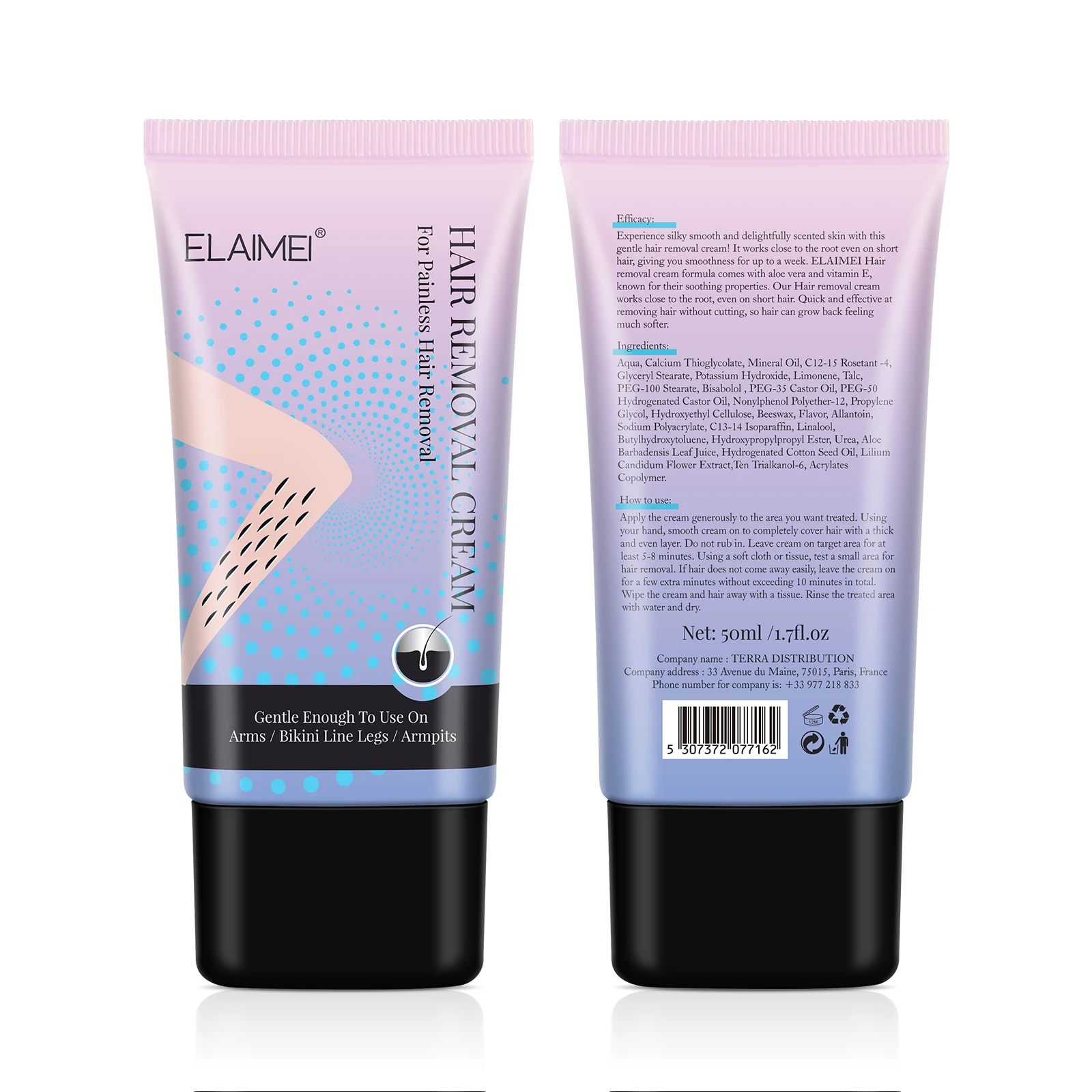 

ELAIMEI natural herbal painless professional women bikini legs body underarm private label sensitive hair removal cream for men
