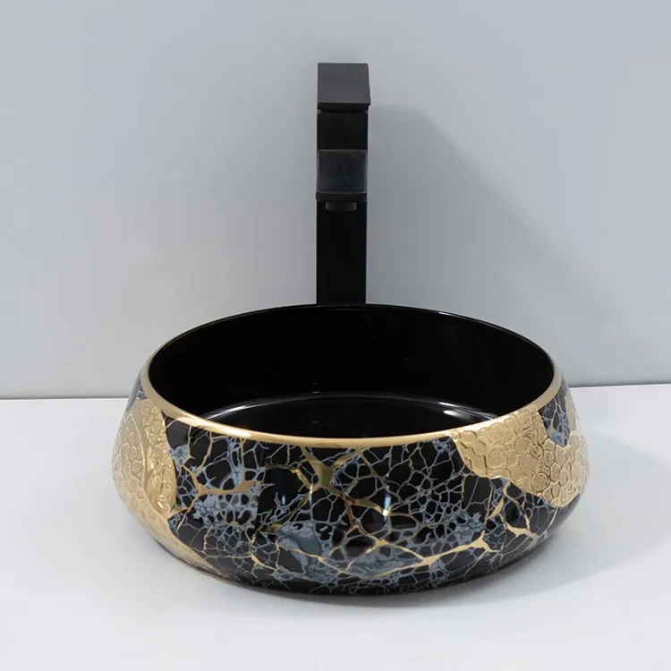 black-and-gold-bathroom-sink-9755A-E-398-front-horizontal-view-balanced-circular-symmetry black-and-gold-bathroom-sink-9755A-E-398-front-horizontal-view-balanced-circular-symmetry