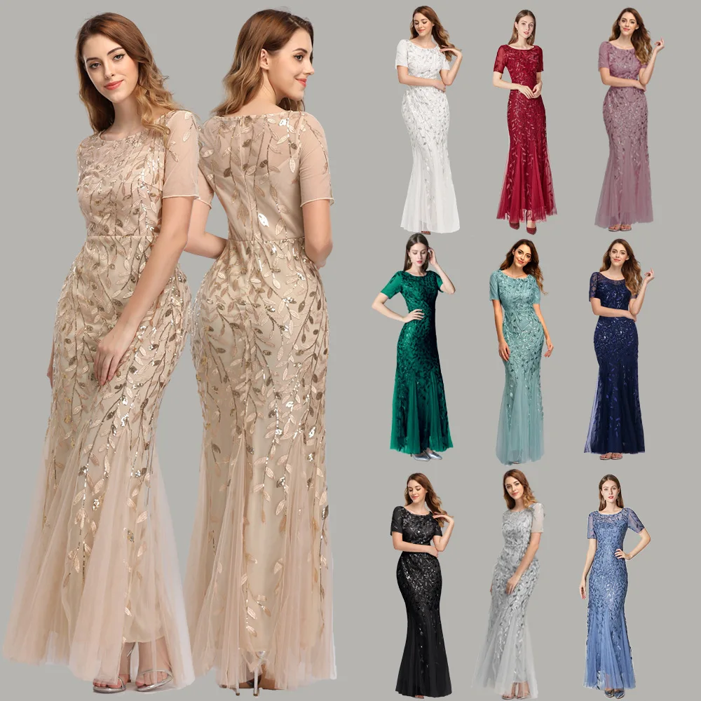 

Chair Dress Slim Mesh Sequin Evening Dress Fishtail Dress Women's Banquet Casual Evening / Formal Trumpet Elegant Evening Gown, Shown