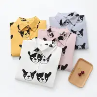 

2020 Korean students style retro dog pattern autumn casual blouses women's loose printed suitable long sleeve shirts