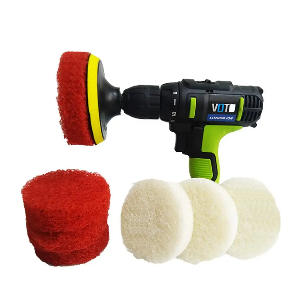 

4 Inch Drill Power Brush Tile Scrubber Scouring Pads Cleaning Kit Includes Drill Heavy Duty Household Automotive Cleaning Tool