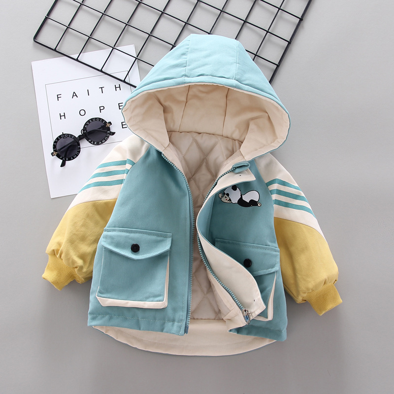 
Sunny Baby Children Plus Velvet Coat 2019 New Autumn and Winter Padded Quilted Jacket 