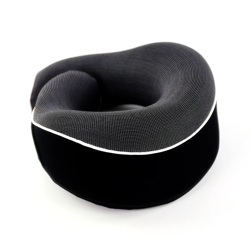 

OEM Popular Airplane Memory Foam Neck Pillows Travel Pillow Solid Neck Cervical Healthcare U Shape Pillow Black