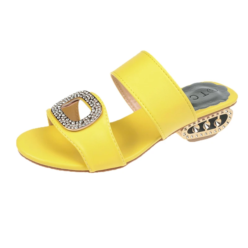 

2021 New Arrivals Summer Shoes Rhinestone Decoration 3cm Fashion Women's Dress Slippers For Women And Ladies