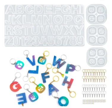 

Alphabet Keychain Resin Molds with Hole 12 Zodiac Sign Silicone Resin Molds Large Letter Resin Silicone Molds DIY Jewelry, White