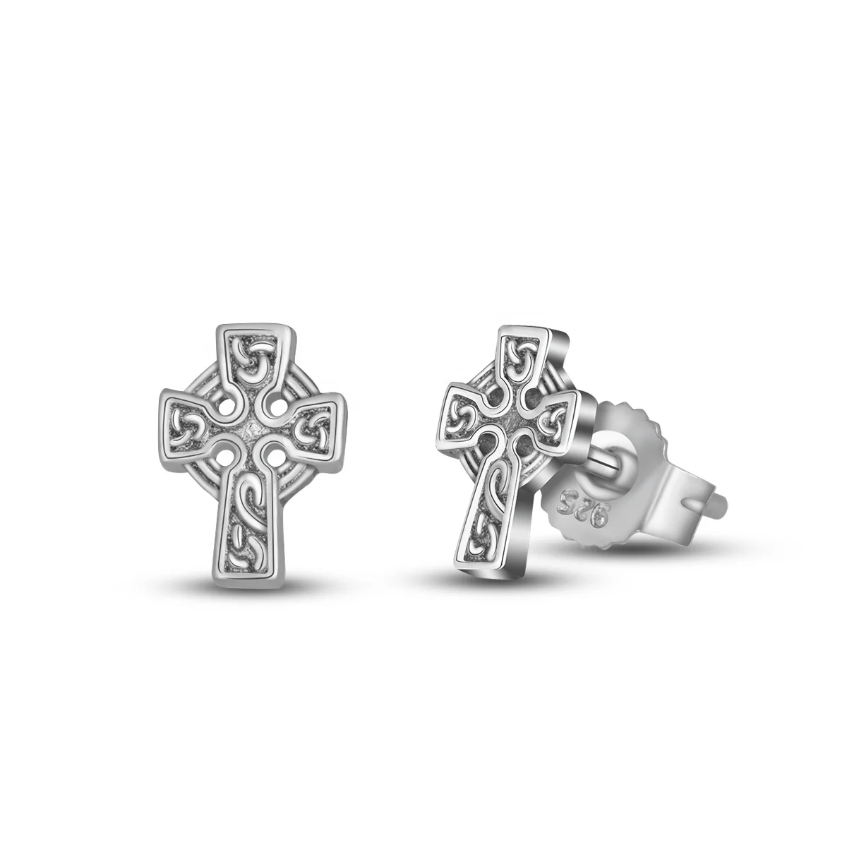 

Merryshine Unique Vintage Cross Design 925 Sterling Silver Small Stud Earrings for Women