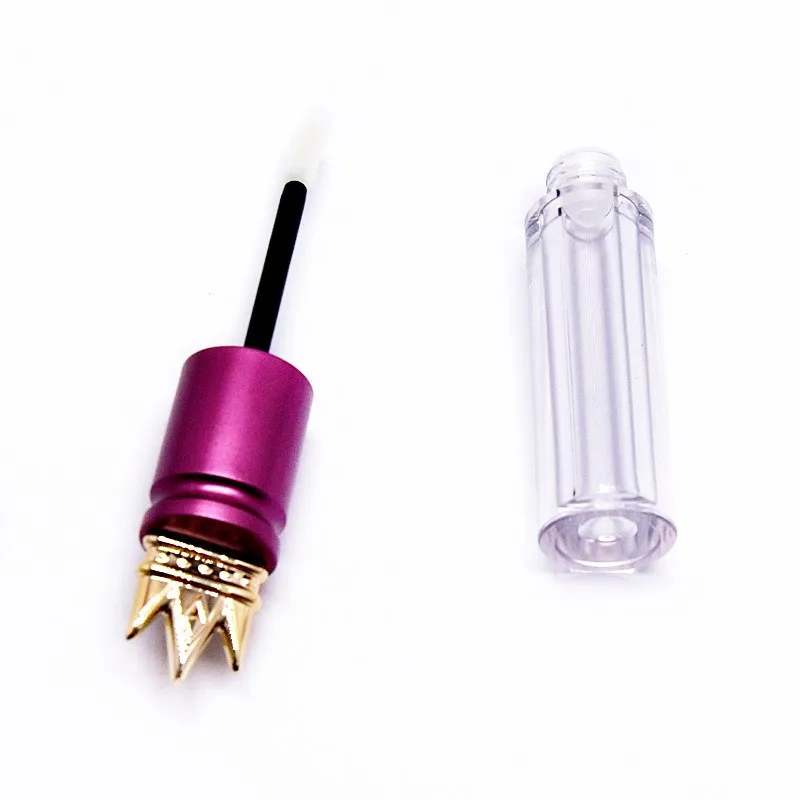 
Hot sale BIG brand empty 3ml clear round crown top lip gloss tubes with purple crown cap stopper container 