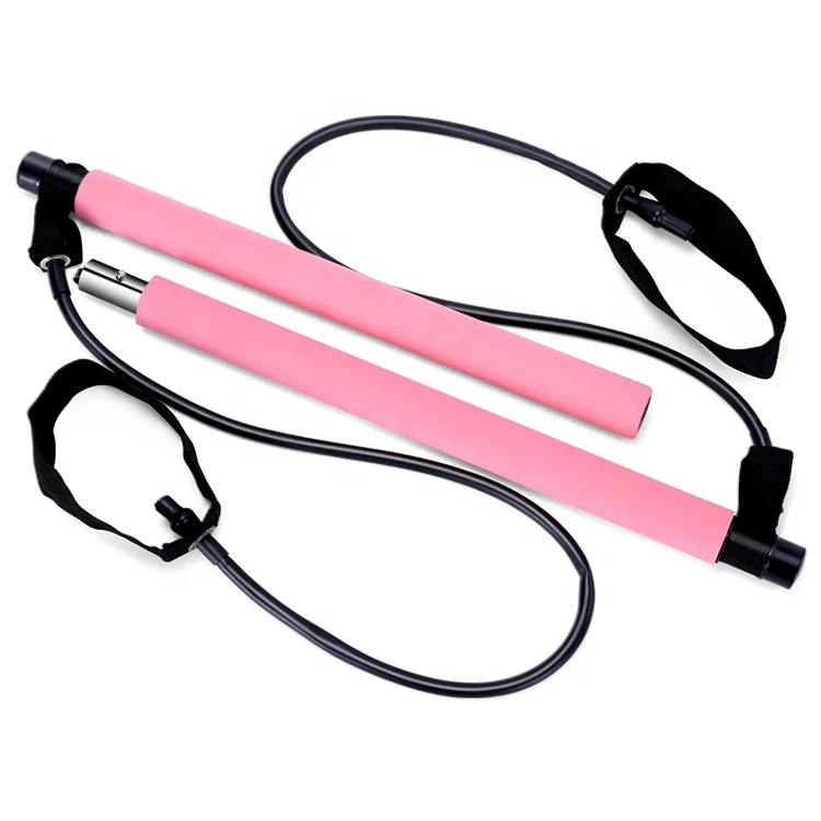 

gymarts workout portable fitness stick pink pilates women use pilates resistance bar cloth resistance band, Purple,pink