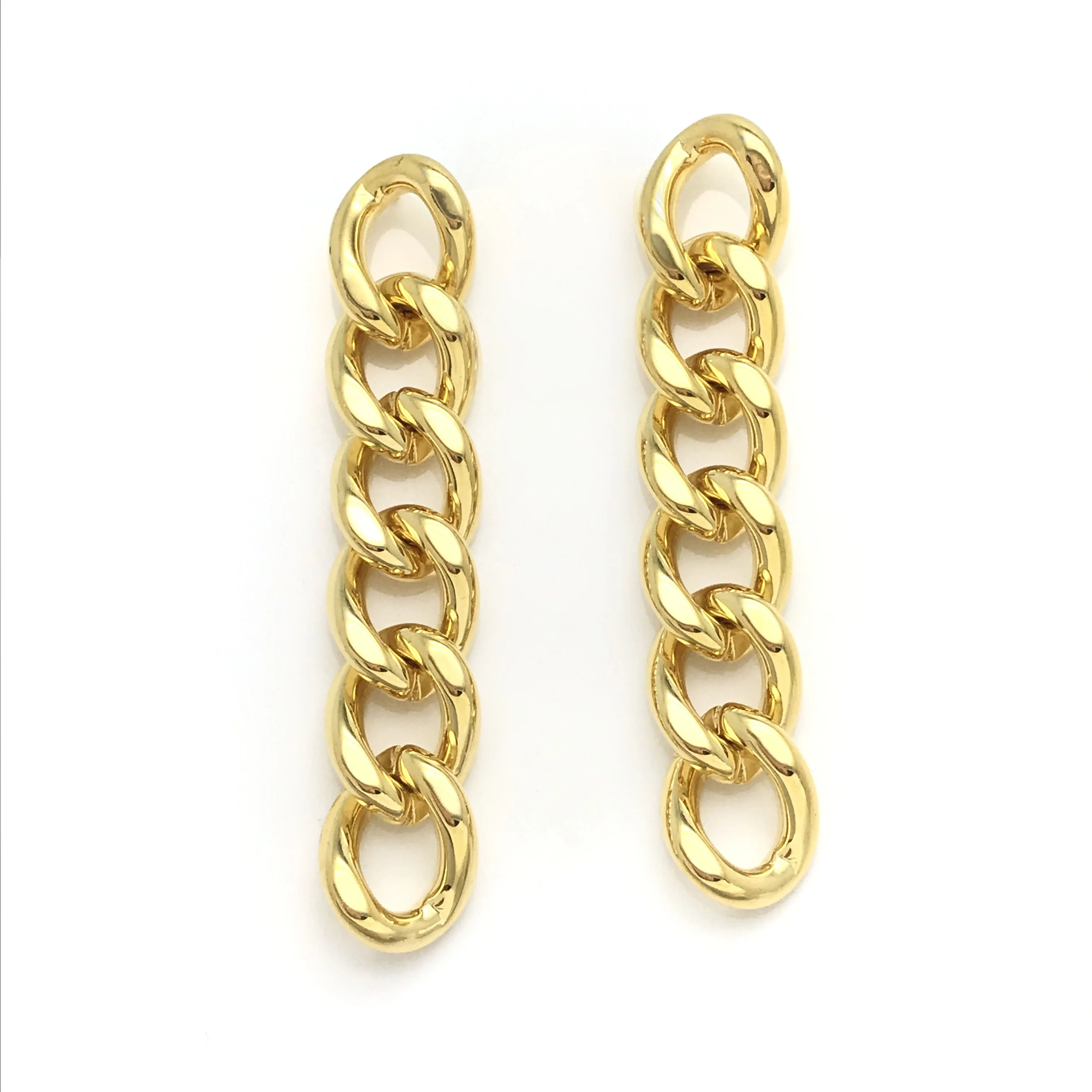

Eico women jewelry 2020 wholesale gold plated Stainless Steel Chain Link Long Drop fashion Earrings, Gold color