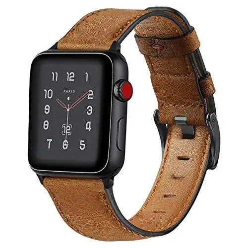 

Belt Retro Cow Leather Strap for Apple watch band 44mm 40mm 42mm 38mm Watchband Bracelet for iwatch serie 6 SE 5 4 3, Black,gold,blue,red