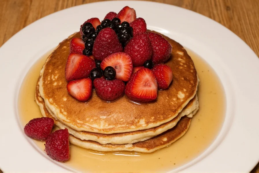 Red Pepper Diner signature dish: Peppered Pancakes with house-made pepper syrup and fresh berries