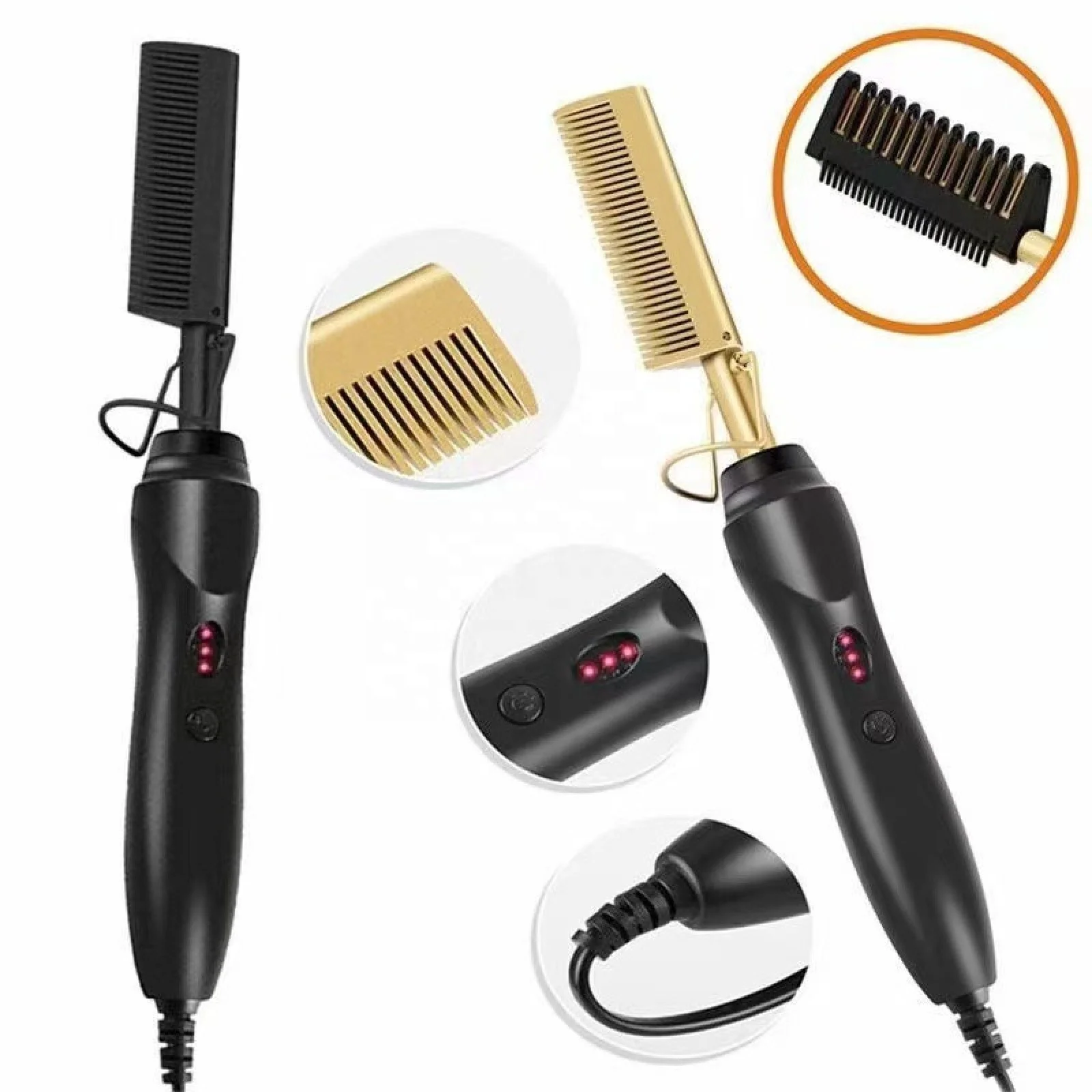 

Hot Sale Titanium Alloy Hair Straightener Curler Pressing Electric Heating Hot Comb, As the picture