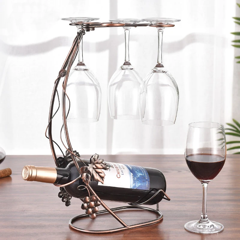 

Vintage wine glass rack metal wine racks shelf with goblet hanger countertop free standing wine rack, Bronze