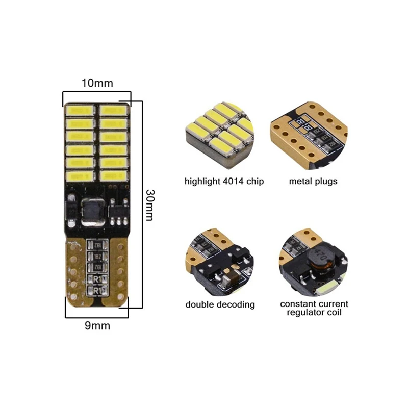 Ce Rohs High Brightness Car Led T10 Canbus W5w 4014 24smd Led Auto T10 Led  Bulbs For Reverse Lights Parking Lights Interior - Buy T10 Led,Led T10,T10  Led Bulbs Product on Alibaba.com